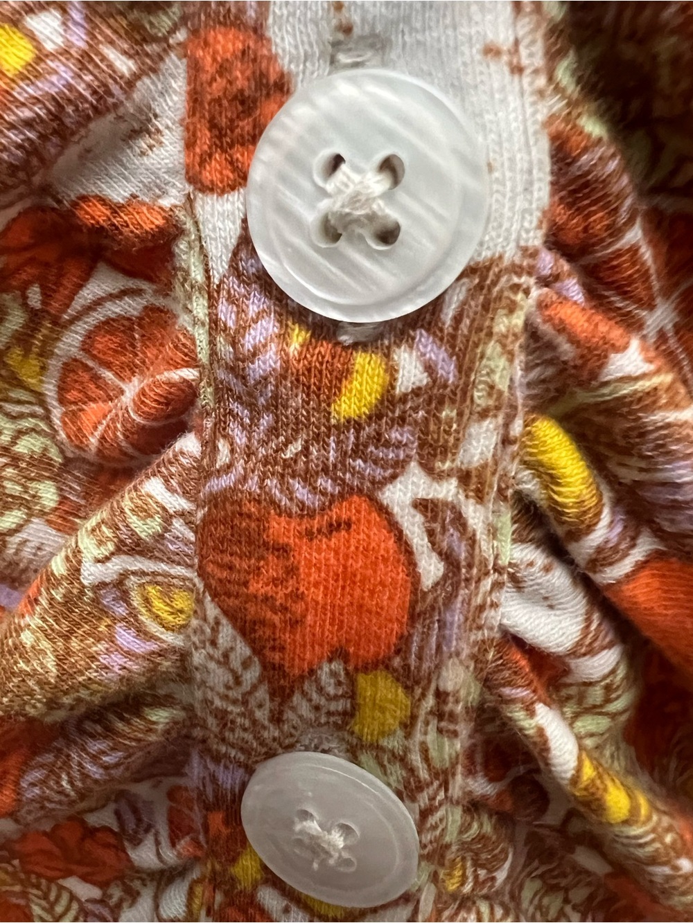 Anthropologie Maeve Ruched Button-Front Citrus/Floral Top, seen on General Hosp! - Picture 14 of 16